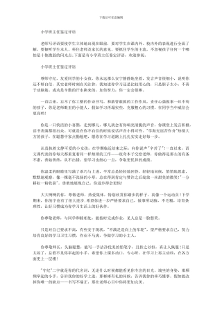 2024年小学班主任鉴定评语