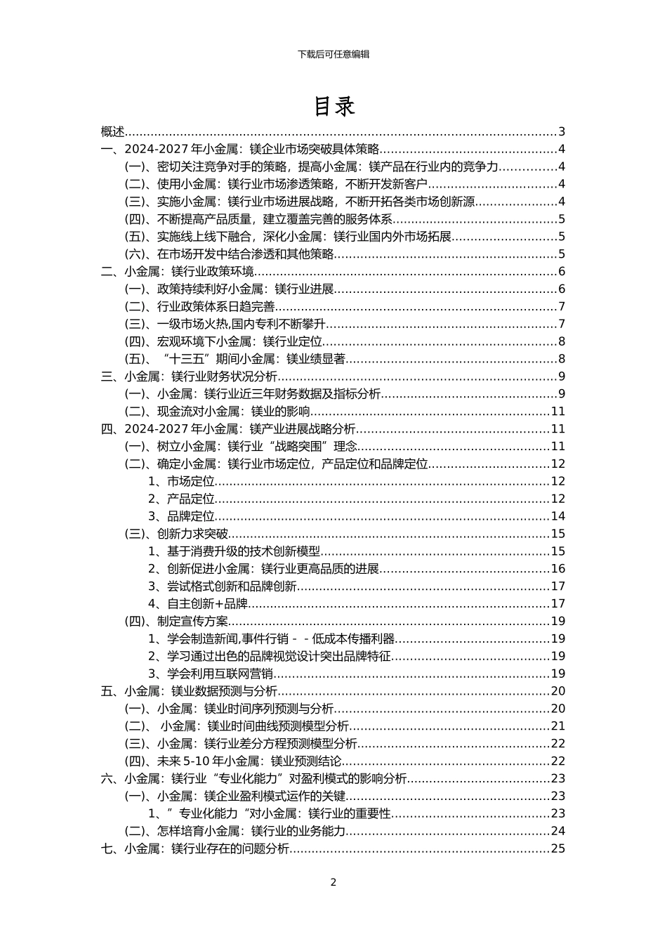 2024年小金属：镁行业市场突围建议及需求分析报告_第2页