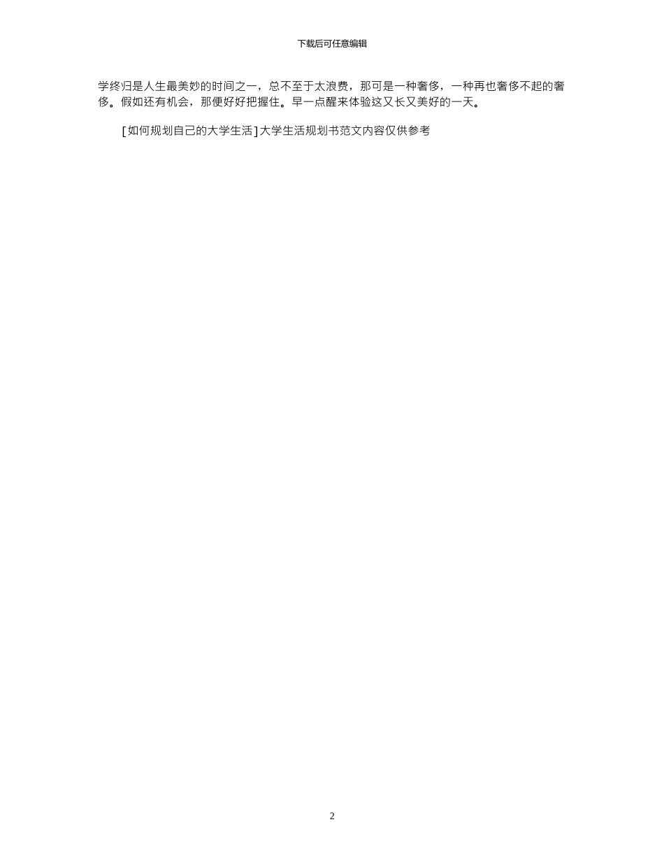 2024年工作计划-大学生活规划书例文_第2页