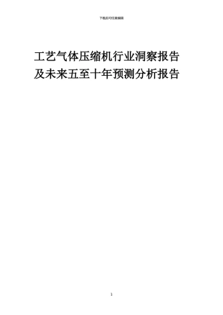 2024年工艺气体压缩机行业洞察报告及未来五至十年预测分析报告
