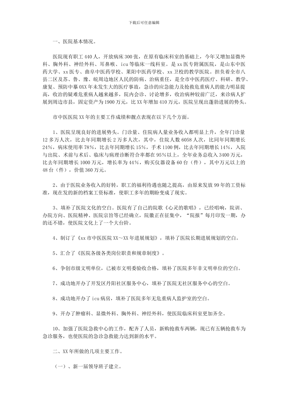 2024年市中医院工作总结_第1页