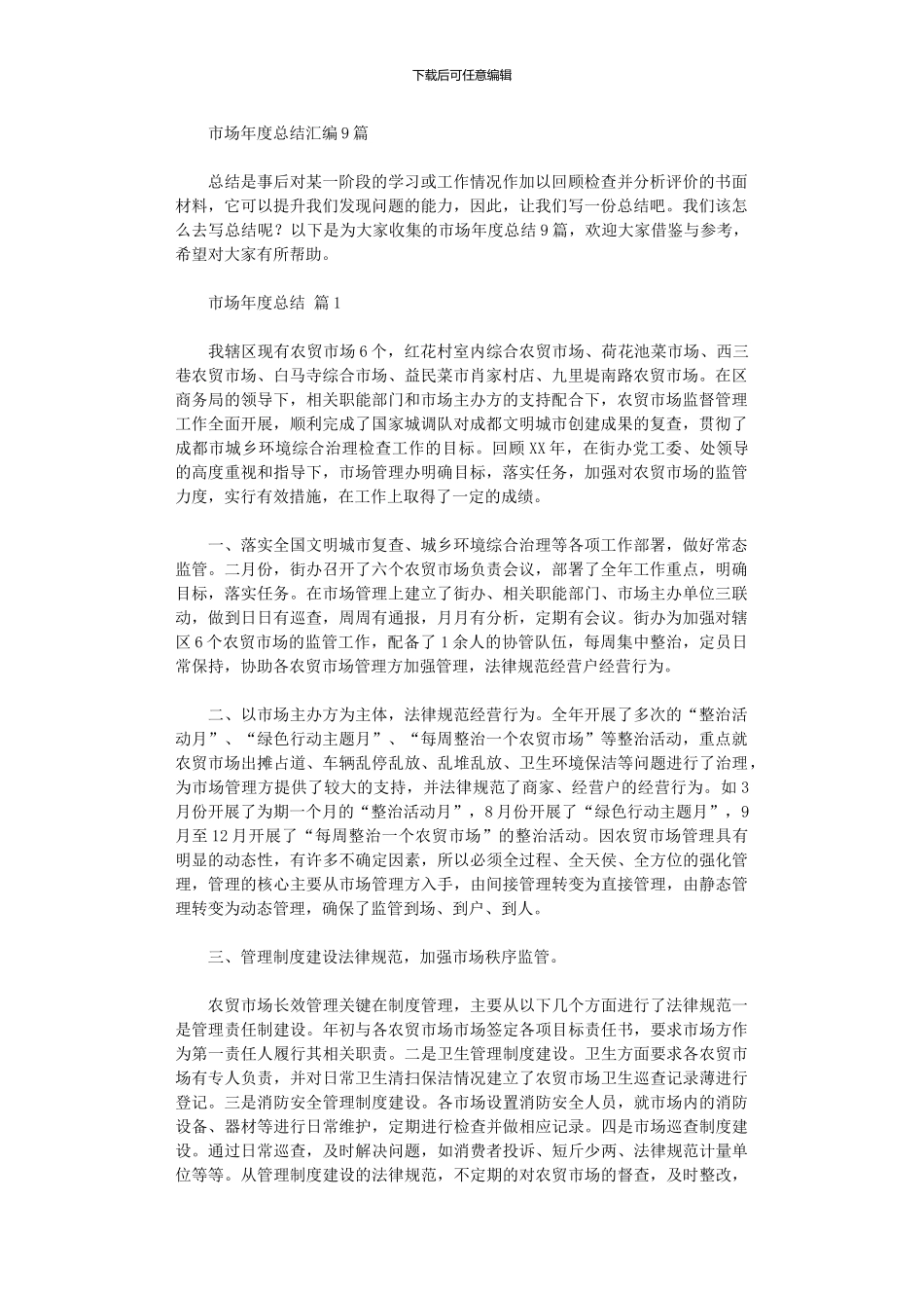 2024年市场年度总结汇编9篇_第1页