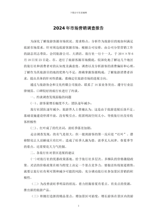 2024年市场营销调查报告