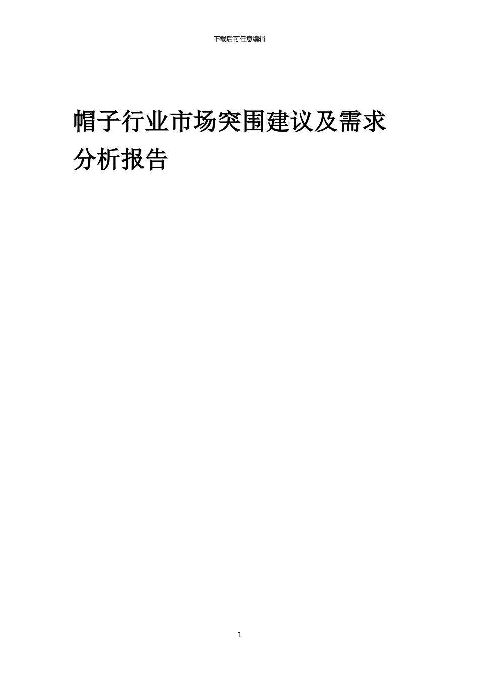 2024年帽子行业市场突围建议及需求分析报告_第1页