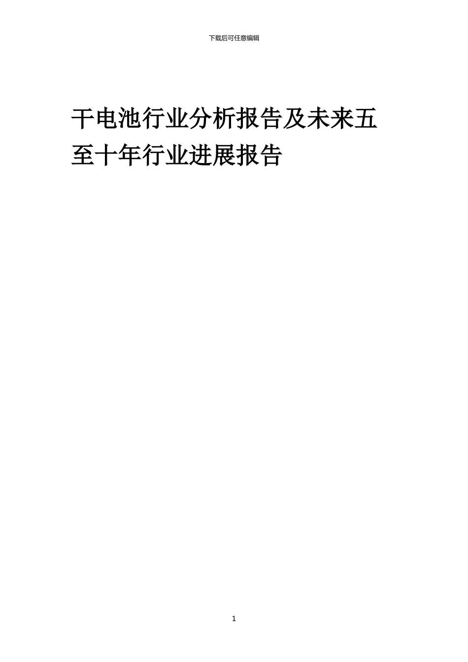 2024年干电池行业分析报告及未来五至十年行业发展报告_第1页