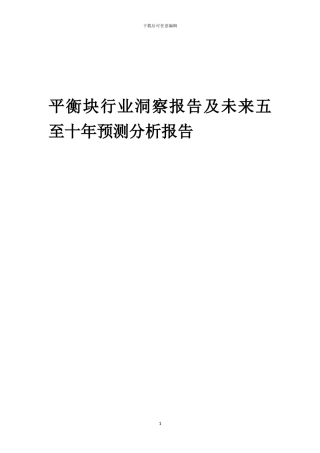 2024年平衡块行业洞察报告及未来五至十年预测分析报告