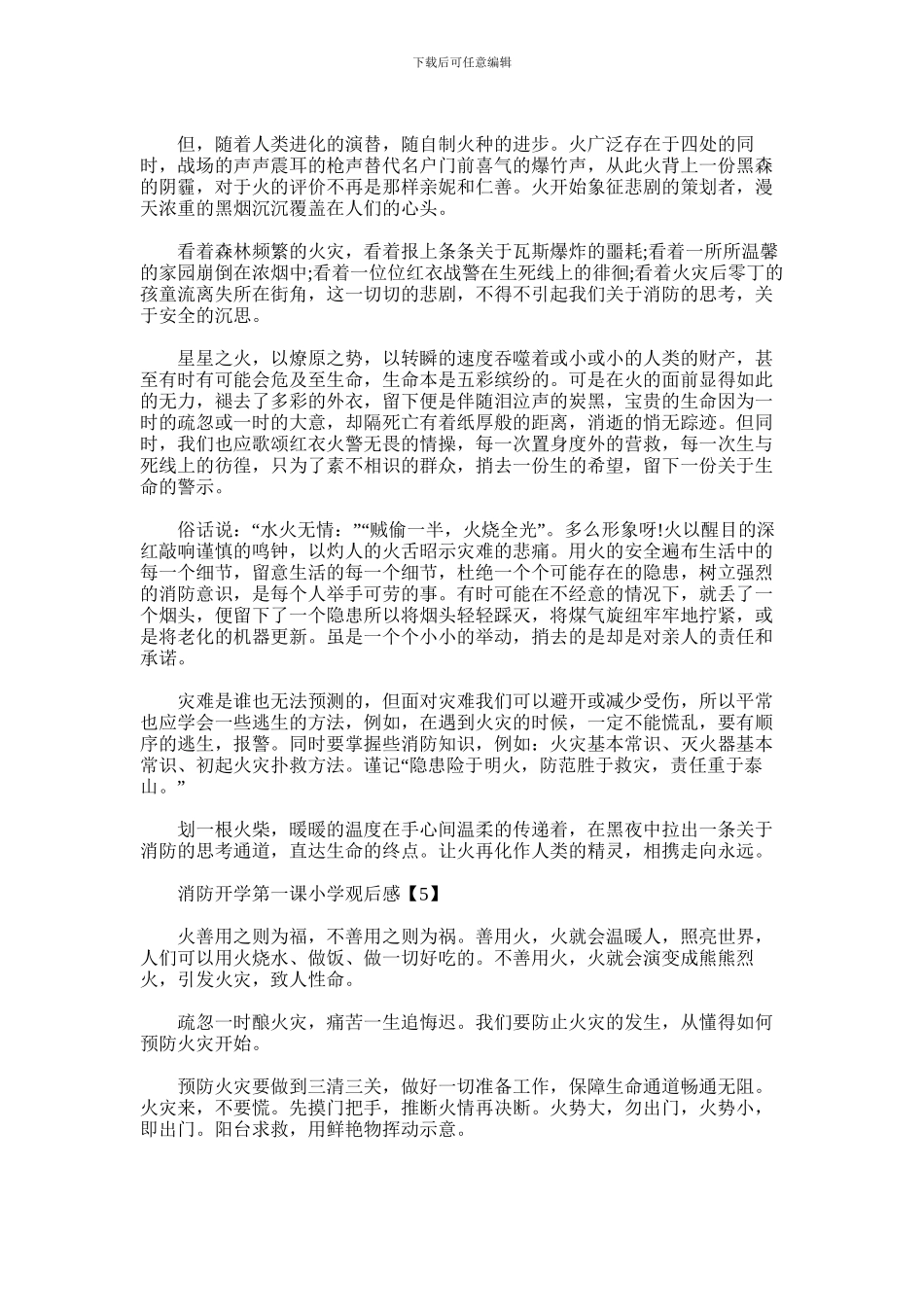 2024年广东消防开学第一课小学观后感最新大全_第3页