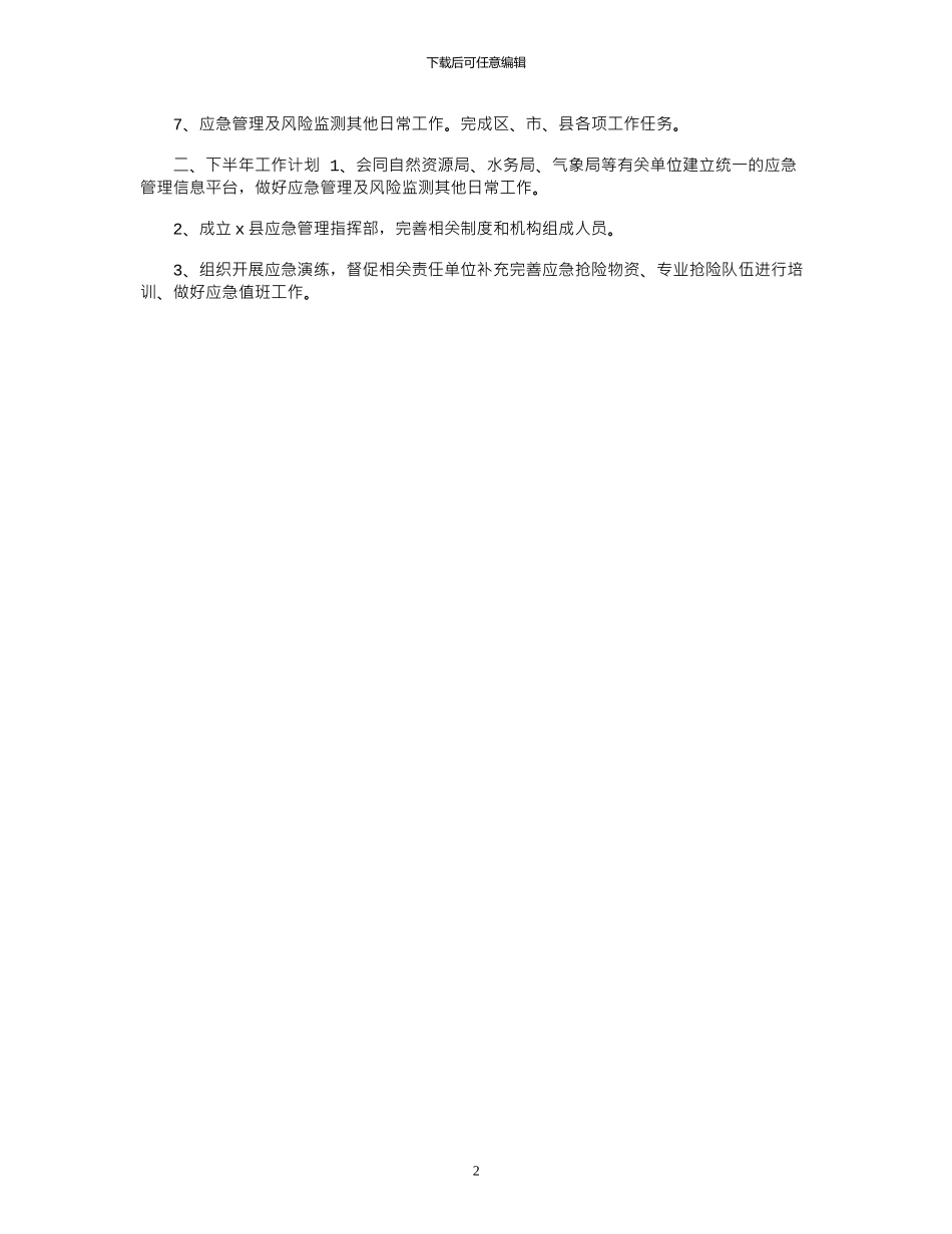 2024年应急管理及风险监测办公室上半年工作总结暨下半年工作计划_第2页