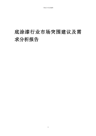 2024年底涂漆行业市场突围建议及需求分析报告