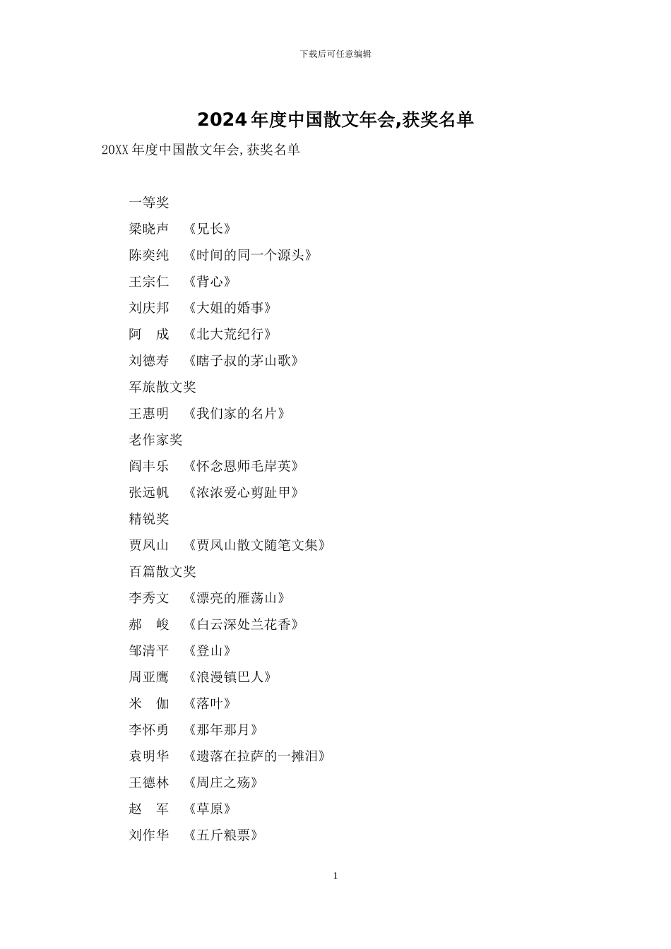 2024年度中国散文年会_第1页