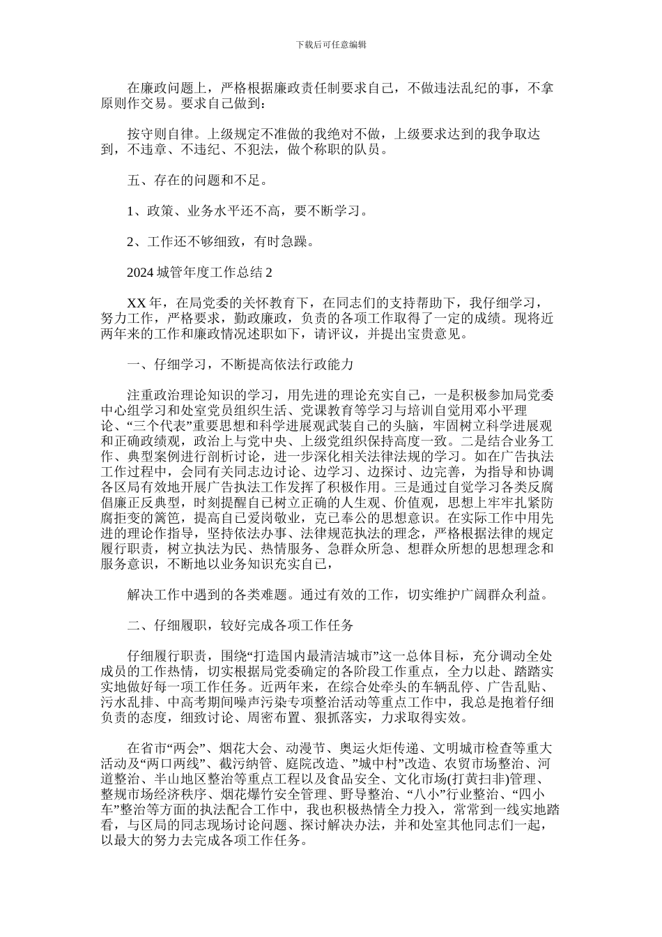 2024年度城管年度工作总结_第2页