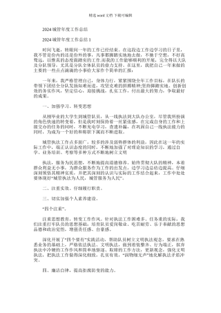 2024年度城管年度工作总结