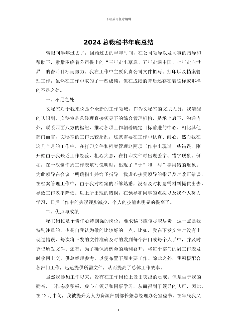 2024总裁秘书年底总结_第1页