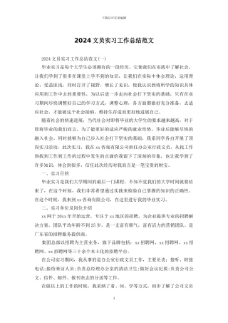 2024文员实习工作总结范文