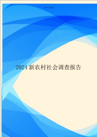 2024新农村社会调查报告