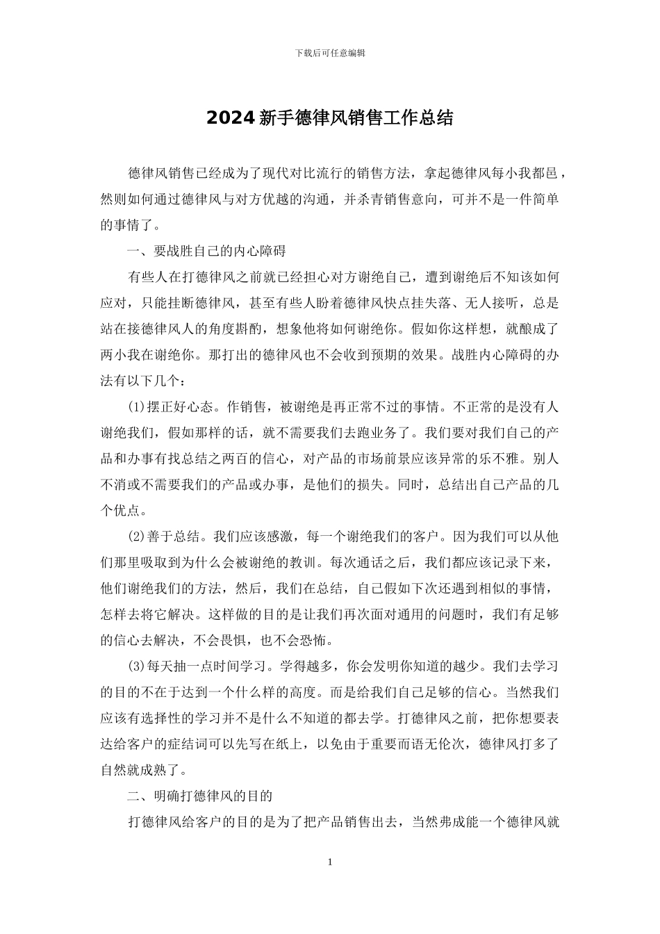 2024新手德律风销售工作总结_第1页