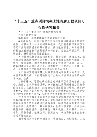 “十三五”重点项目混凝土池防腐工程项目可行性研究报告_1