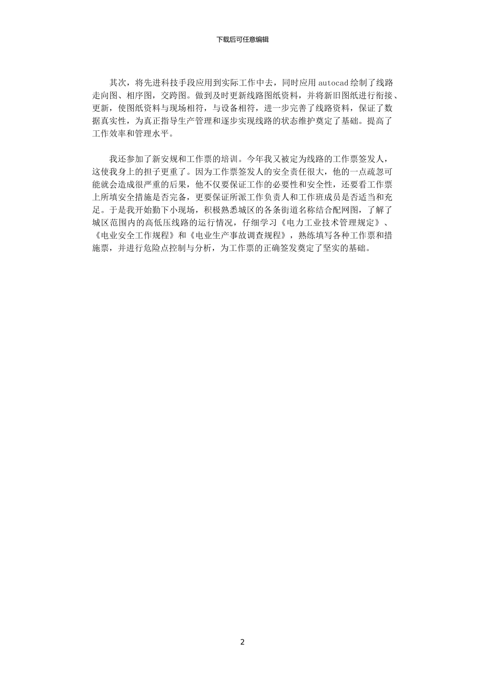 2024电力技术个人年终总结_第2页