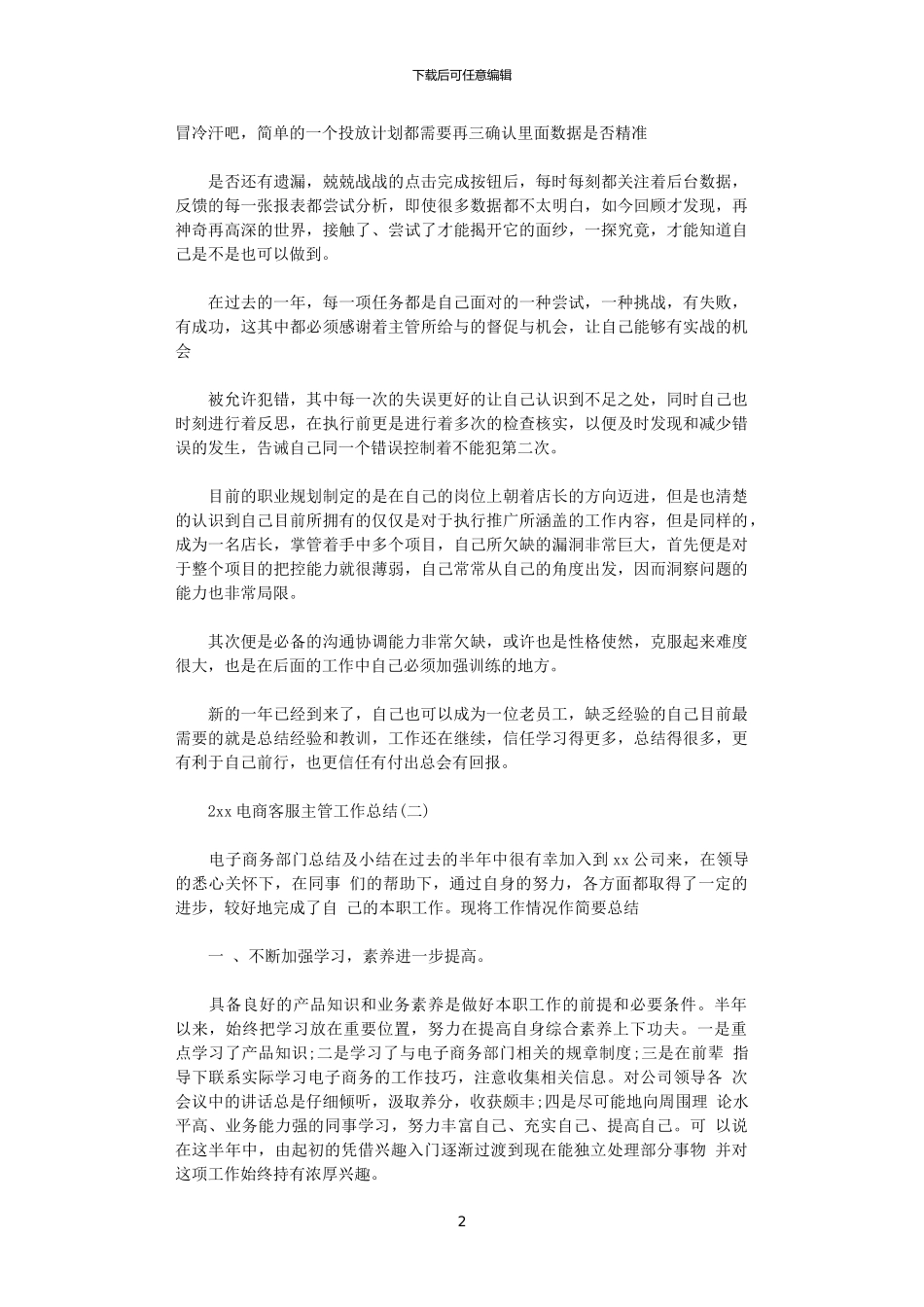 2024电商客服主管工作总结_第2页
