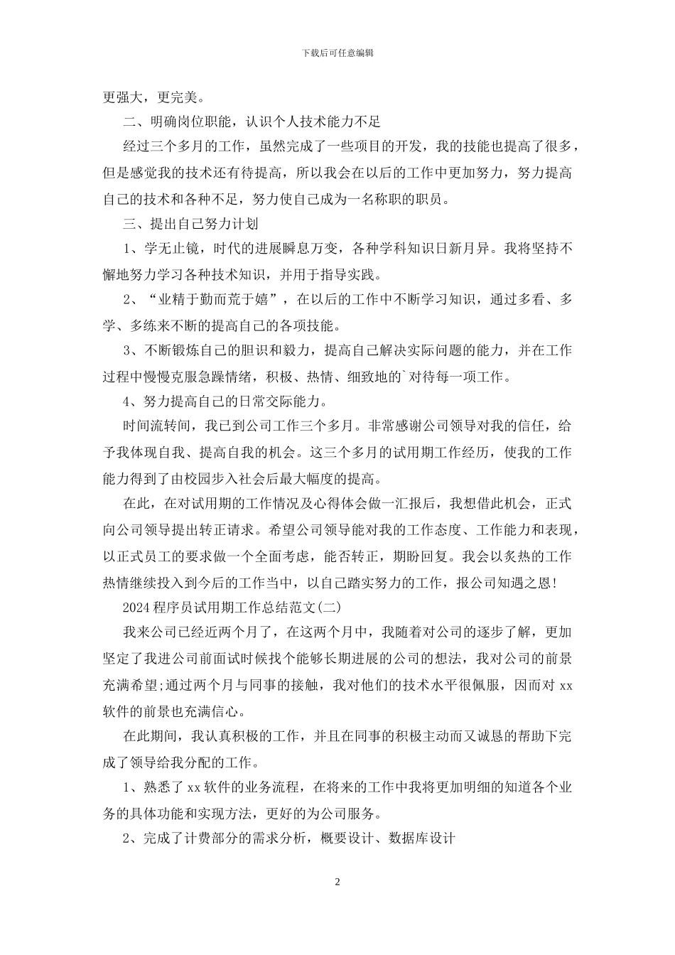2024程序员试用期工作总结范文_第2页