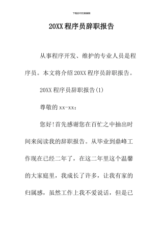 2024程序员辞职报告