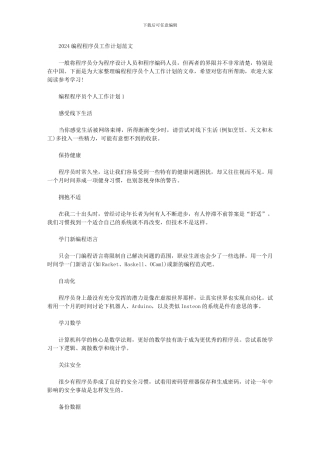 2024编程程序员工作计划范文