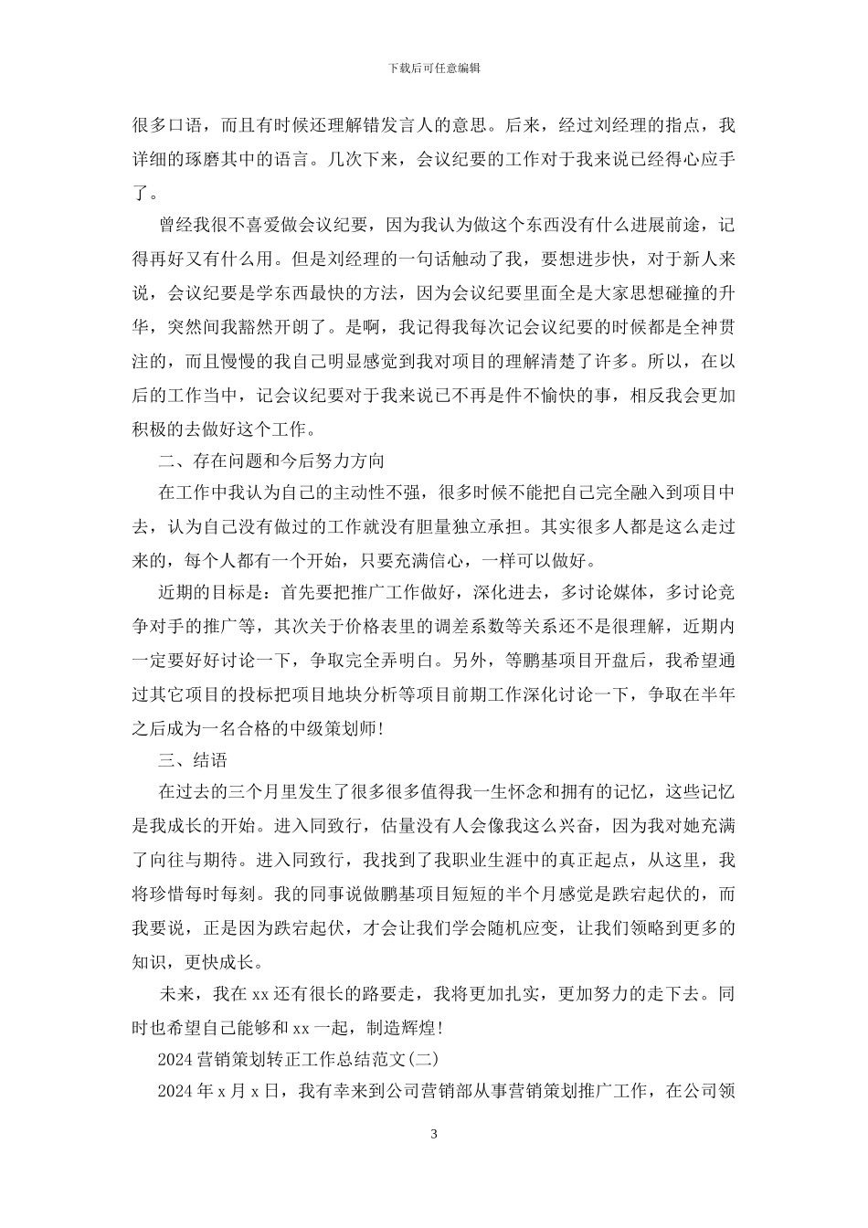 2024营销策划转正工作总结范文_第3页