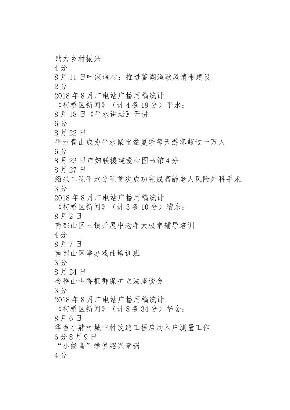 XX年8月广电站广播用稿统计_第3页