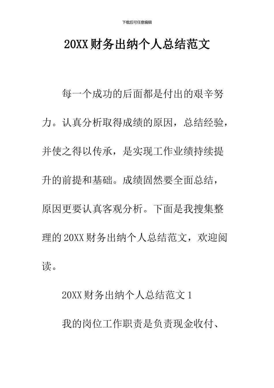 2024财务出纳个人总结范文_第1页