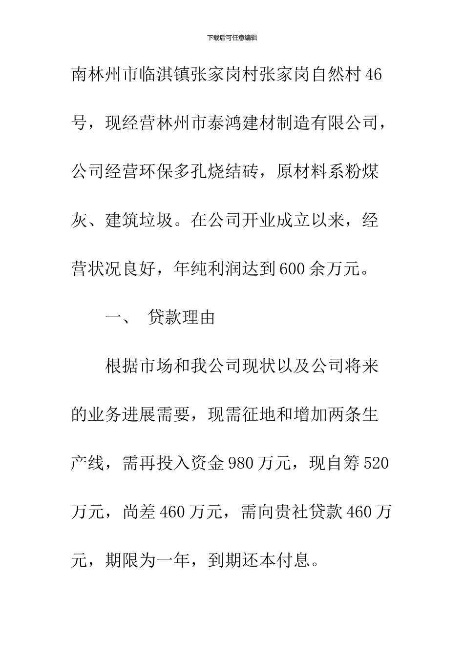 2024贷款申请书范文_第2页