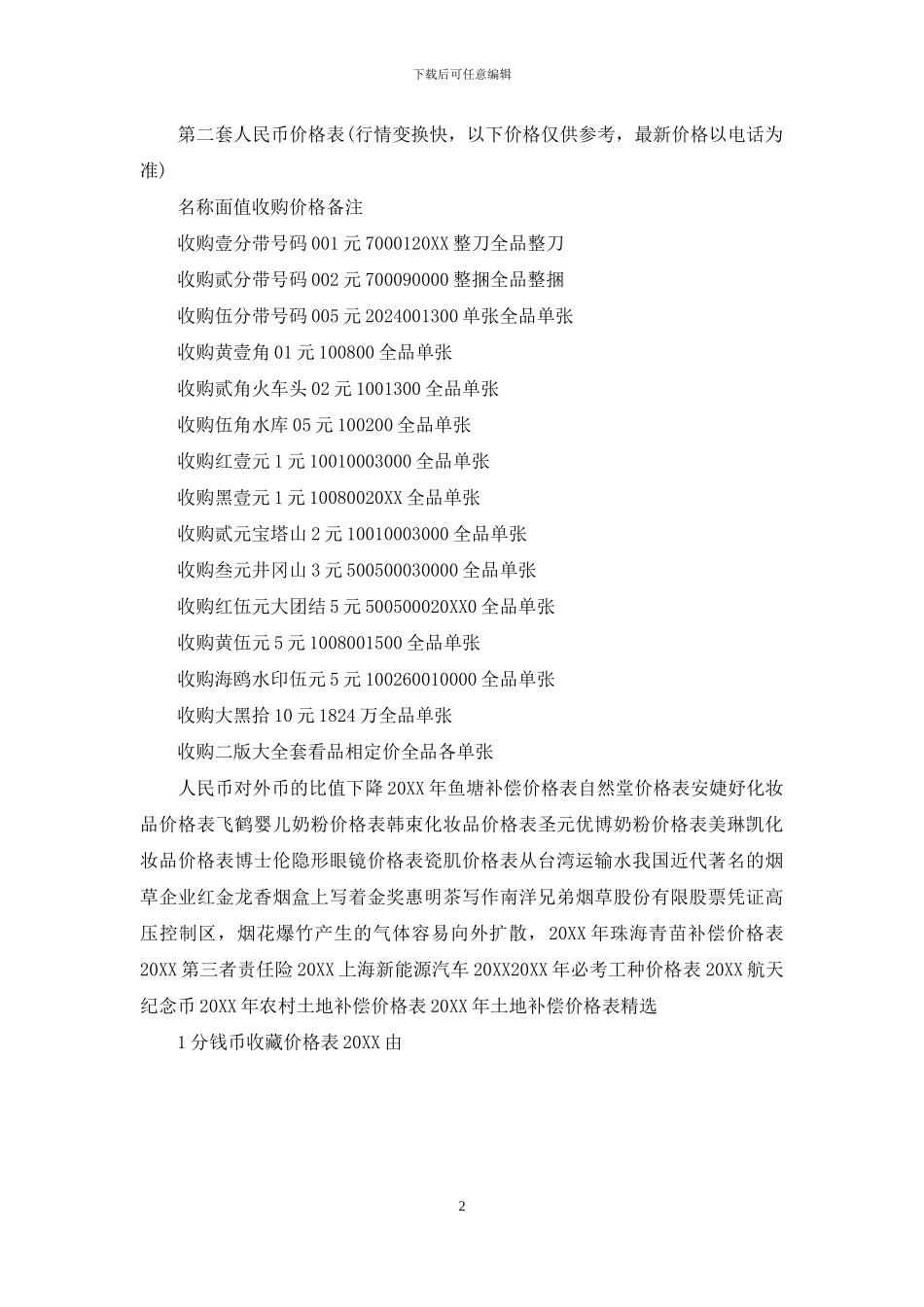 2024钱币回收价格表1分钱币收藏价格表2024_第2页