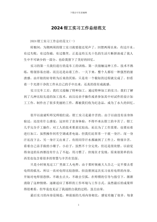 2024钳工实习工作总结范文