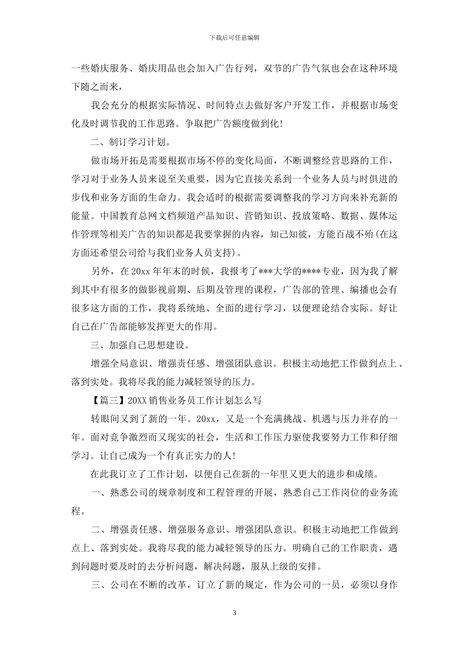 2024销售业务员工作计划怎么写_第3页