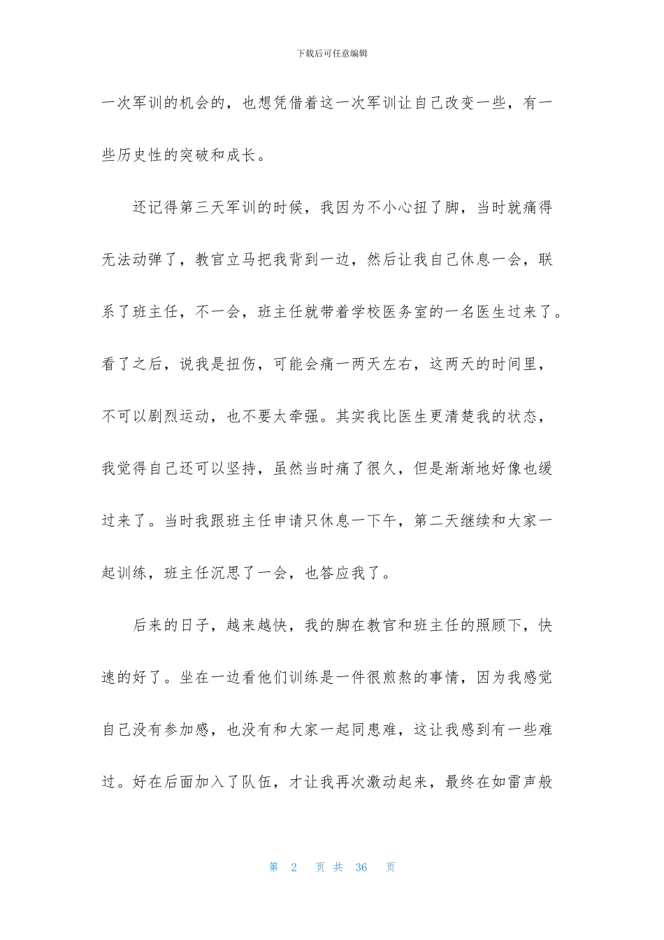 2024高一新生军训心得体会范文_第2页