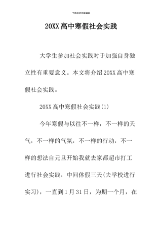 2024高中寒假社会实践