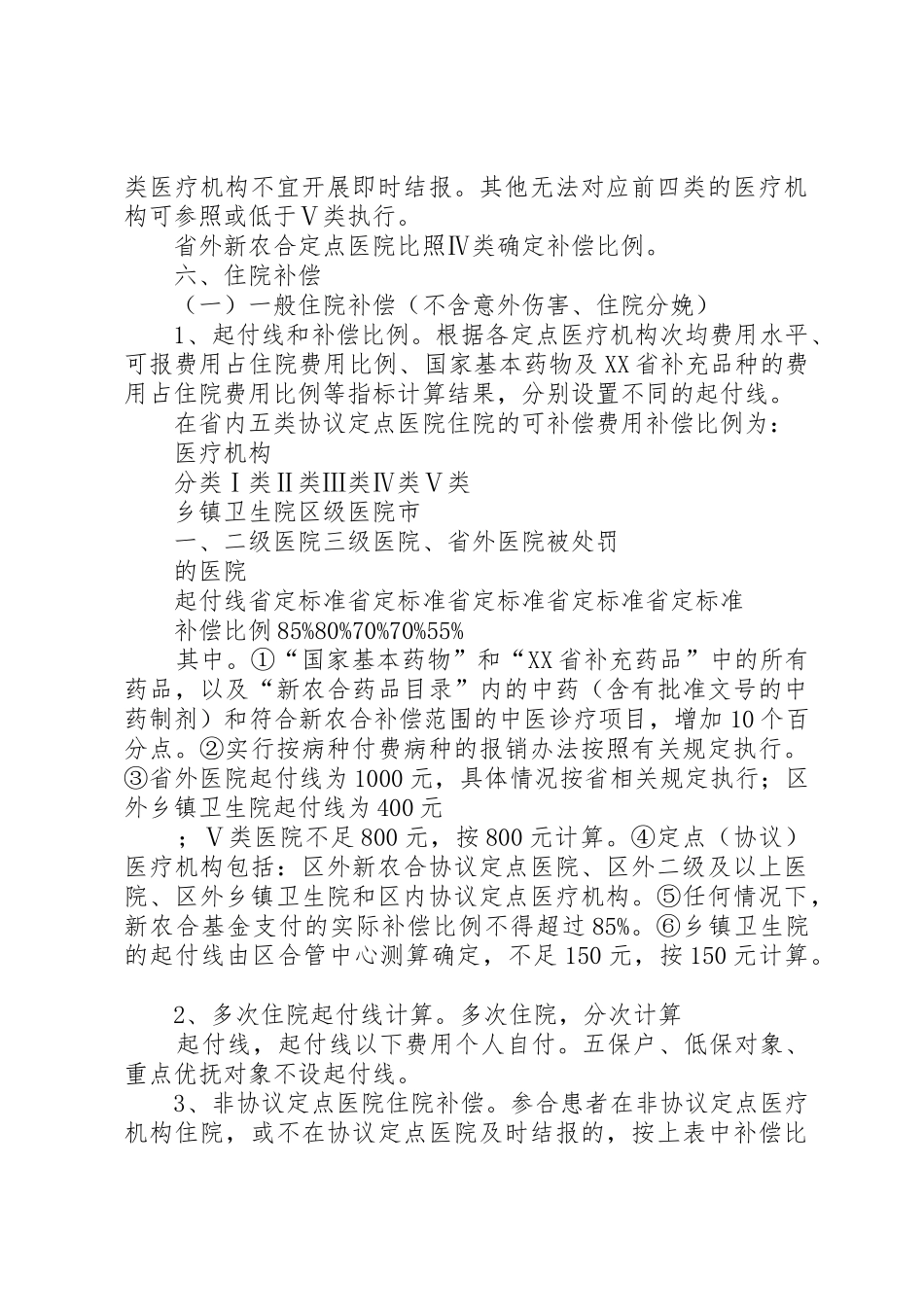 XX省新型农村合作医疗补偿办法_1_第3页