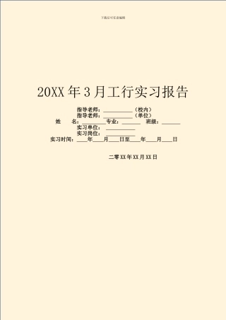 20XX年3月工行实习报告