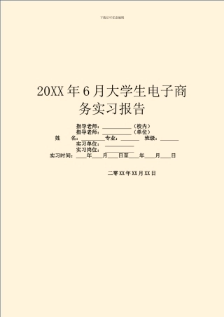 20XX年6月大学生电子商务实习报告