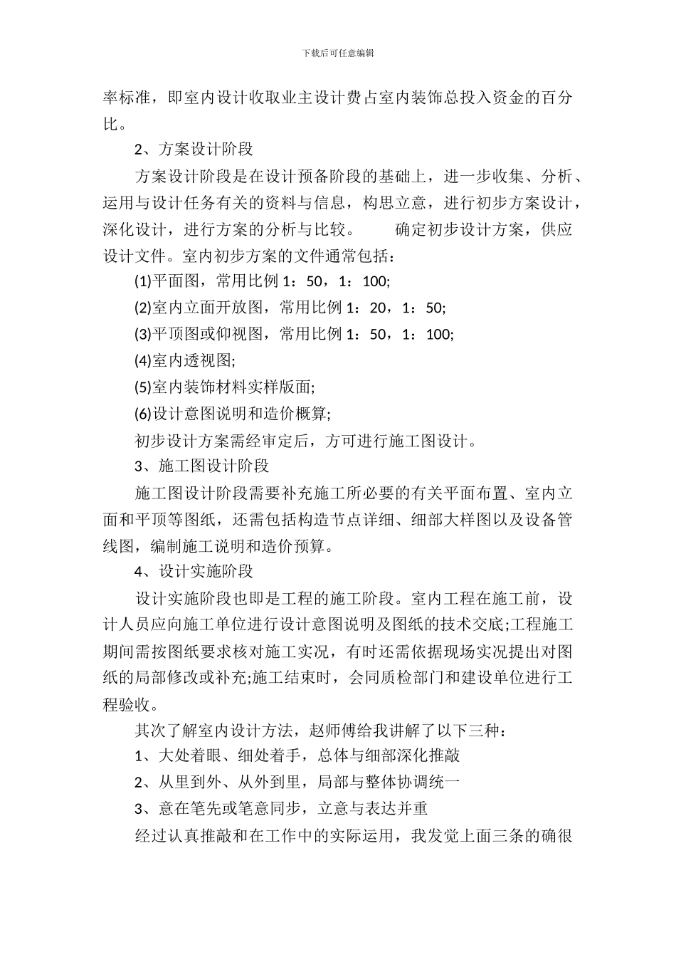 20XX年7月室内设计专业大学生实习报告_第3页