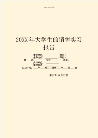 20XX年大学生的销售实习报告
