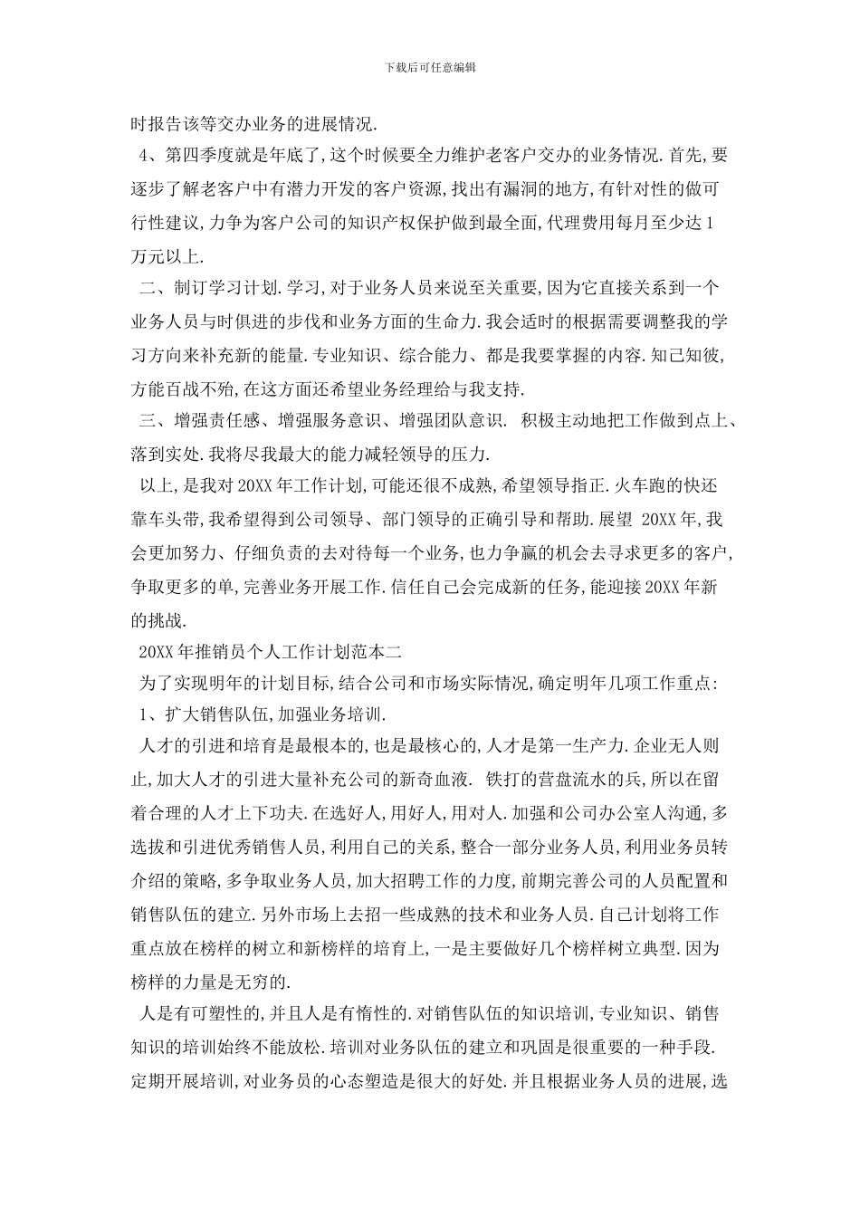 20XX年推销员个人工作计划范本五篇_第2页