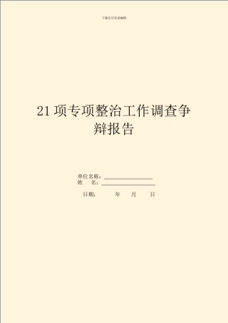 21项专项整治工作调查研究报告
