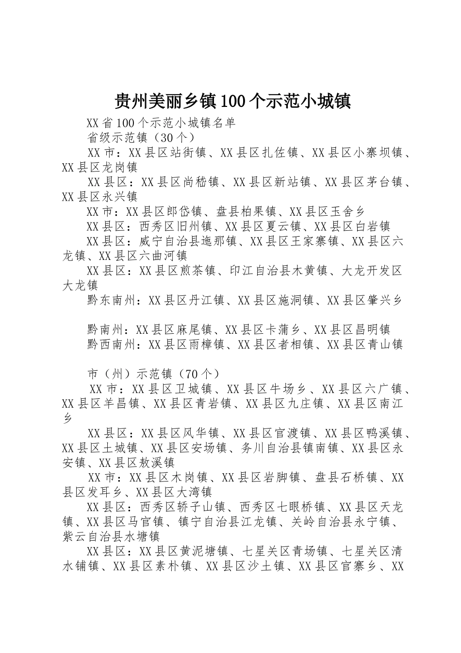 贵州美丽乡镇100个示范小城镇_1_第1页