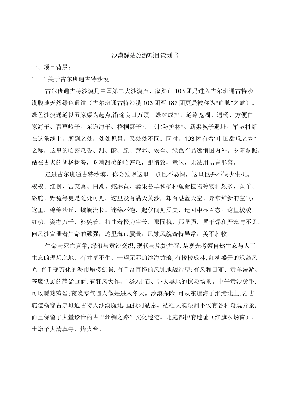 沙漠驿站旅游项目策划书_第2页