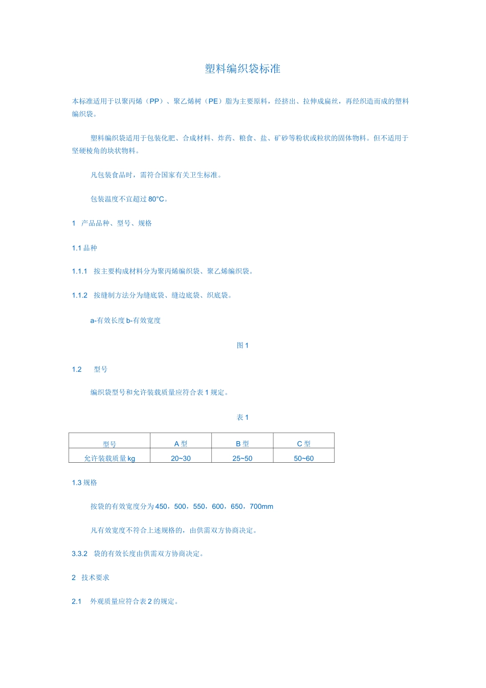 塑料编织袋标准_第1页