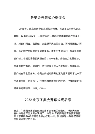 观看2022年北京冬奥会观后感