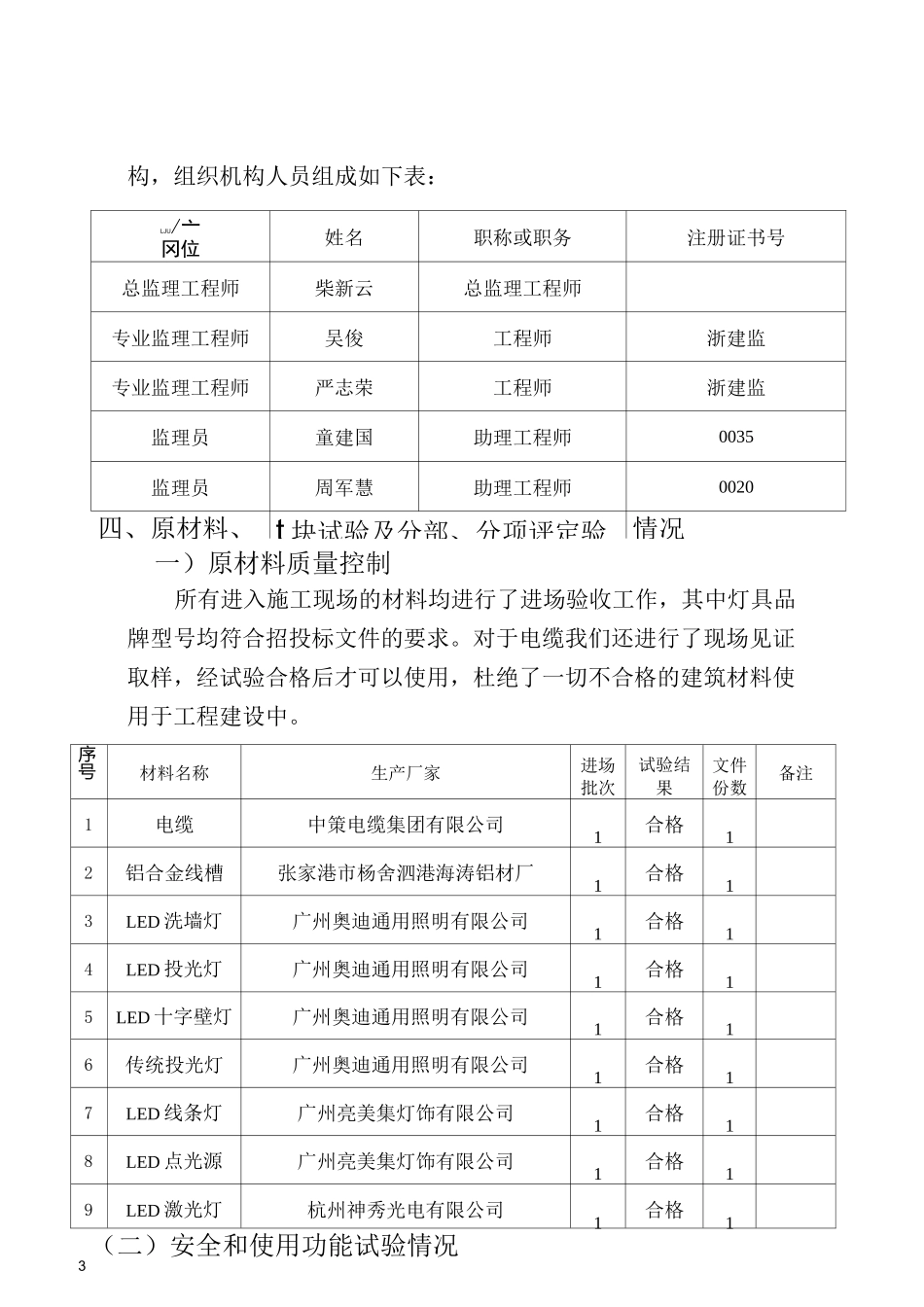 上下街亮化南段监理评估报告范文_第3页