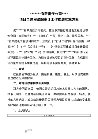 全过程跟踪审计工作实施方案