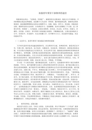 加强青年领导干部修养的途径