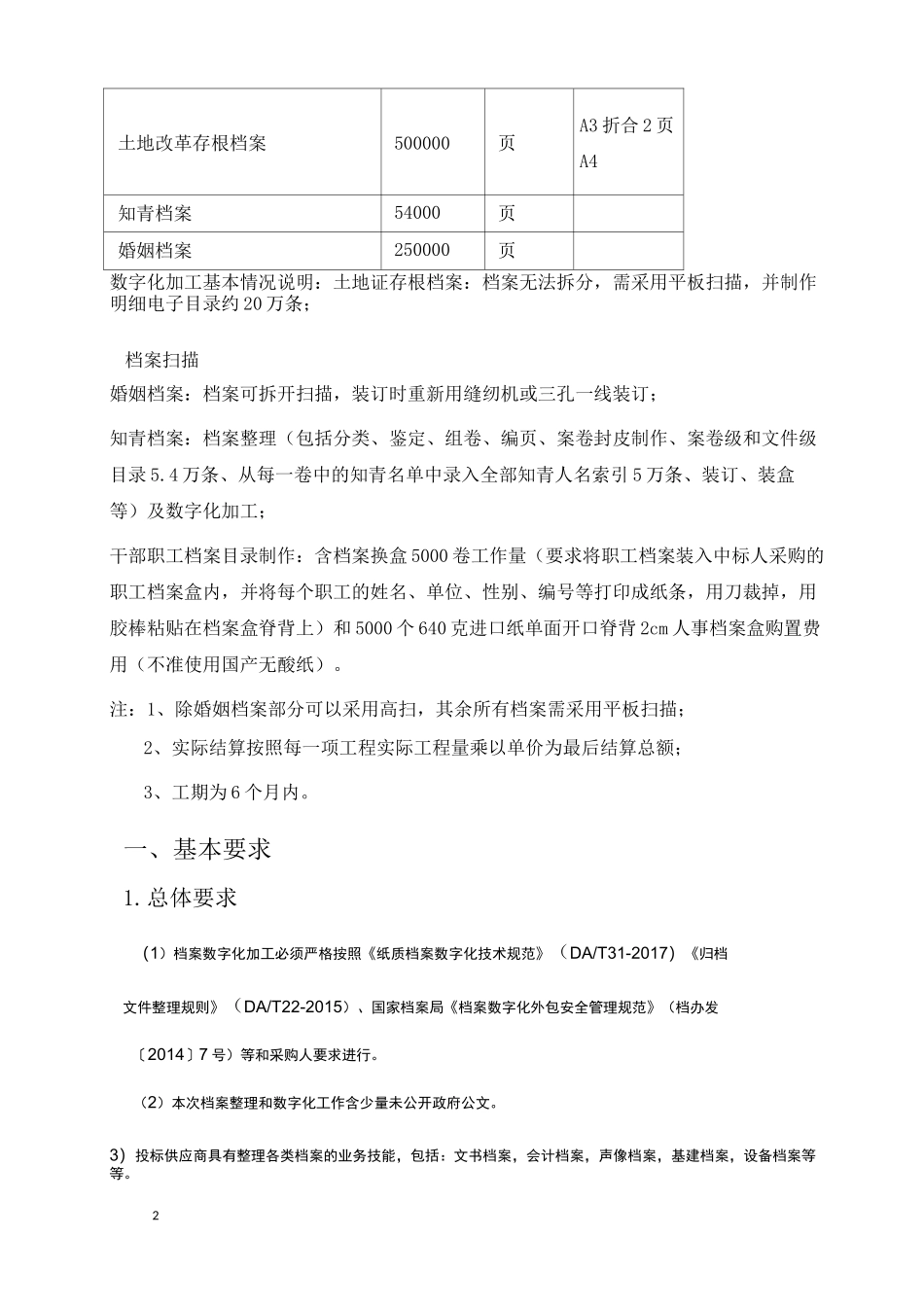 濉溪县档案局档案数字化服务项目服务清单_第2页